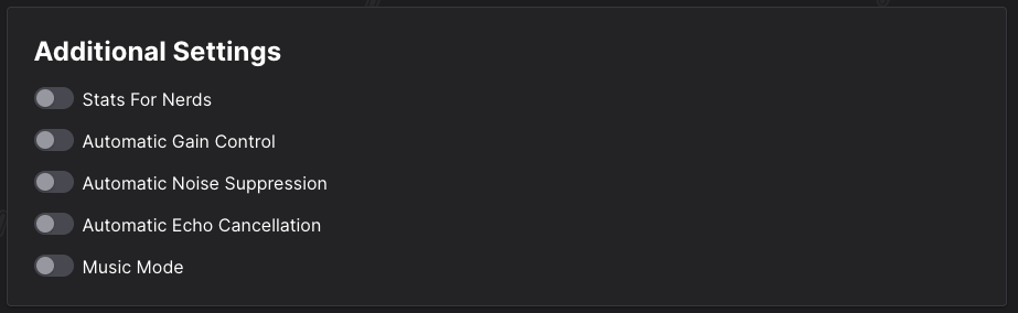 Settings to Disable